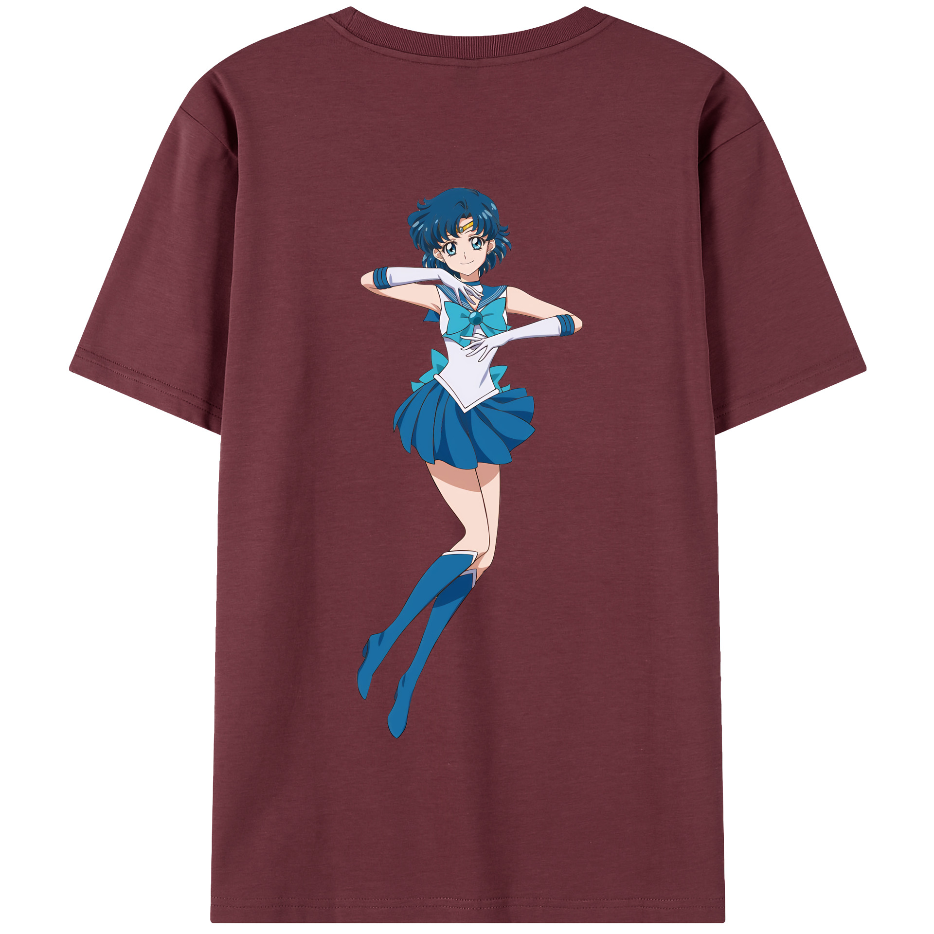 （画像用） 美少女戦士セーラームーン 水野 亜美 みずの あみ Sailor Moon Mizuno Ami 綿100％半袖Tシャツ（背面プリント）